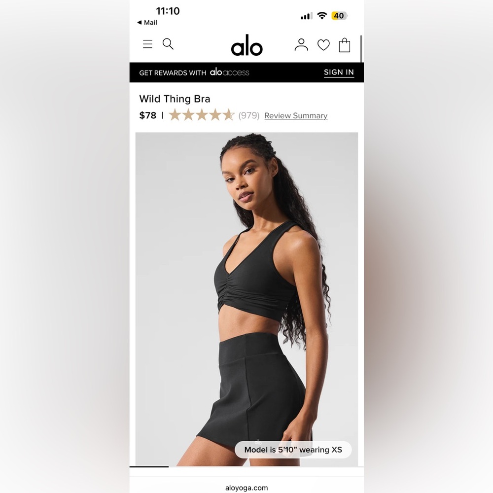 Alo Black Wild Thing Bra